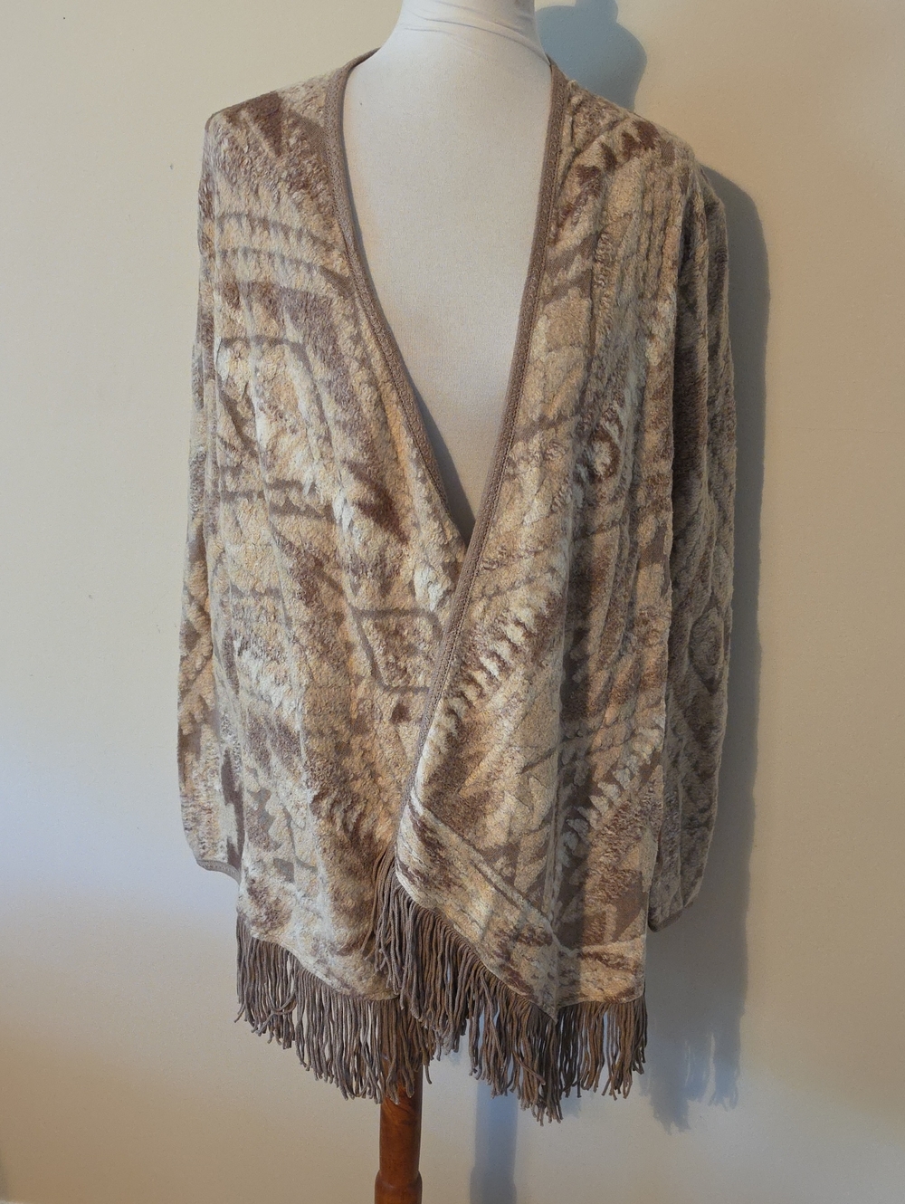 Lucky Brand Fringe Brown/Tan/ Beige Sweater Cardigan Brand New